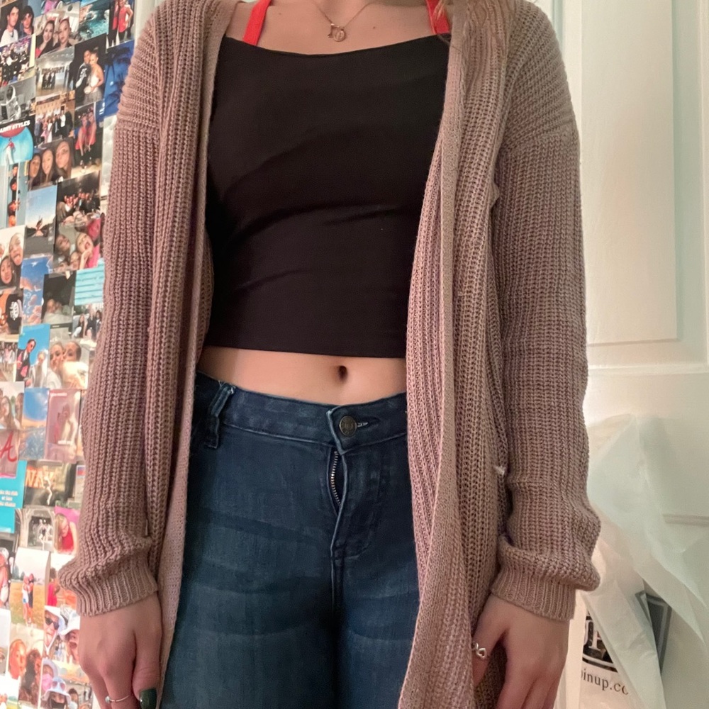pink cardigan